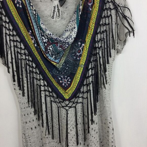 Desigual Womens Designer Lagenlook Bodycon Summer A-Line Dress Gray Size Medium - Picture 2 of 9